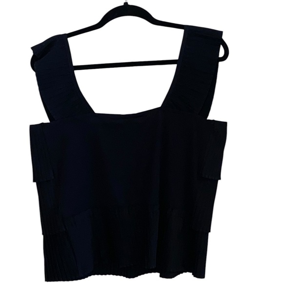 J Crew Black French Pleated Tiered Women's Top new w/ tags - Picture 6 of 10